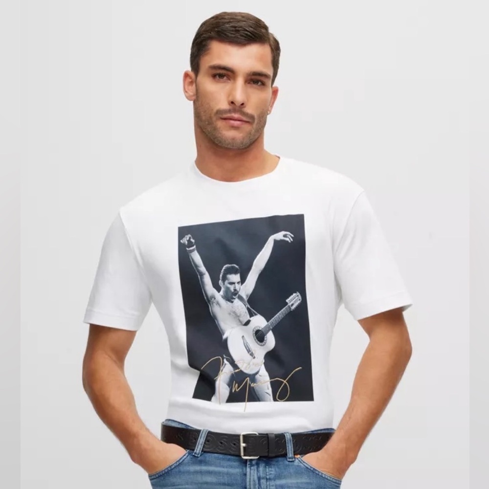 Men’s Hugo Boss Freddie Mercury White Graphic T-Shirt Medium